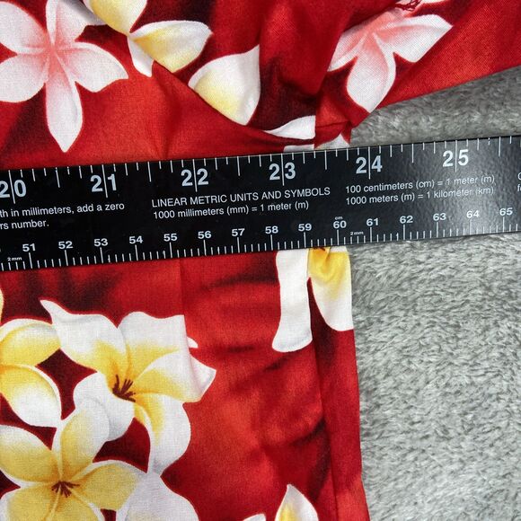 VTG Men's Hawaiian Shirt Sz L 100% Cotton Button Up Aloha Red Made in Hawaii - Picture 6 of 7